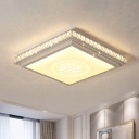 Inlaid Crystal Square/Round Ceiling Lamp Minimalistic Bedroom LED Flush Mounted Lighting Fixture in White
