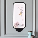 Ink/Watercolor Bird Acrylic Mural Lamp Asia Black LED Wall Sconce Lighting Fixture for Doorway