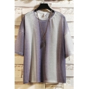 Cool Men's Tee Top Color Block Round Neck Half Sleeve Relaxed Fit Tee Top