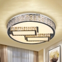 Stainless Steel Geometric Ceiling Flush Contemporary Crystal Hotel LED Flush Mount Light