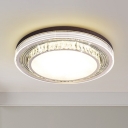Surface Mounted LED Ceiling Light Simple Bedroom Flush Mount with 2 Layers Clear Crystal Shade