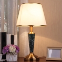 Gold Single Nightstand Light Traditional Fabric Scalloped Empire Shade Table Lamp