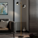 Metallic Domed Standing Floor Light Modernism 2 Heads Living Room Floor Lamp in Black