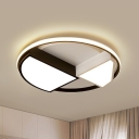 Splicing Round Acrylic Flush Mount Light Modernist Black and White LED Ceiling Lighting for Bedroom, 16