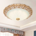Domed Bedroom Flush Light Fixture Traditional Textured Glass 14