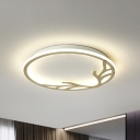 Metal Round Ceiling Flush Modernist LED Gold Flush Mounted Light Fixture with Antler Pattern