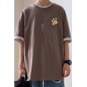Mens Cozy T-Shirt Footprint Pattern Round Neck Short Sleeve Relaxed Fit T-Shirt
