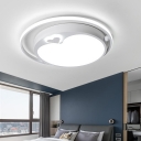 White Finish Apple-Shape Flush Mount Nordic LED Acrylic Ceiling Flush in White/Warm Light