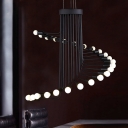 Modern Novelty Spiral Drop Lamp Metallic 16/26-Head Dining Room Chandelier Lighting in Black