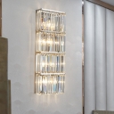 Crystal Rectangle 4-Tier Wall Sconce Minimalist LED Chrome Wall Lighting Idea for Corner