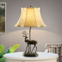 Empire Shade Fabric Table Light Countryside 1 Bulb Bedroom Elk Nightstand Lamp in Beige