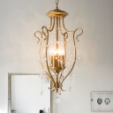 4 Lights Crystal Chandelier Pendant Rural Brass Jug Frame Kitchen Hanging Light Fixture