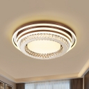 LED Crystal Flush-Mount Light Fixture Modern Brown Tapered Circles Living Room Ceiling Lighting