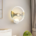 Arched Bridge Wall Mount Mural Light Asia Style Metallic LED White/Black Ring Sconce Lamp