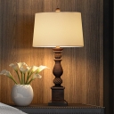 Tapered Drum Bedside Night Lamp Rustic Fabric 12