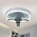 Grey Finish Satellite Shaped Ceiling Flush Nordic Style LED Acrylic Flush Mount Fixture