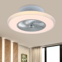 White Rounded Ceiling Fan Light Simplicity 23.5