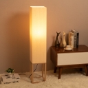 1 Light Bedroom Reading Floor Light Modern Beige Floor Standing Lamp with Cuboid Wood Shade