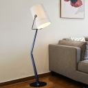 Cylinder Fabric Floor Standing Light Modernism 1 Head White/Black Stand Up Lamp with Swing Arm