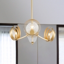 Metal Multi-Ring Suspension Light Post Modern 3-Light Dining Room LED Pendant Chandelier in Gold