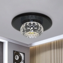 Clear Crystal Circle Flush Light Fixture Simple LED Black Flush Mounted Lamp for Hallway