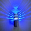 Slotted Tube Karaoke Bar Sconce Light Aluminum LED Modern Wall Mount Fixture in Chrome, Blue/Yellow/Red Light