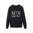 Simple Character Letter Do I Look Like a Man Printed Pullover Long Sleeve Round Neck Regular Fitted Graphic Sweatshirt for Men