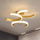 Minimalistic LED Semi Flush Gold 2/3-Tier C Shaped Close to Ceiling Light with Acrylic Shade, Warm/White Light