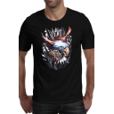 Mens Fashionable Tee Top Eagle Pattern Short Sleeve Fitted Crew Neck Tee Top