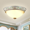 Silver Domed Shade Flush Lighting Traditional 1 Bulb Hallway Ceiling Mounted Fixture, 11