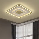 Acrylic Squared Flush Mount Fixture Modern LED Flush Ceiling Light in White and Gold