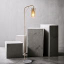Clear Glass Tube Floor Lighting Post Modern 1-Bulb Gold Finish Floor Lamp with Mesh Shade Inner