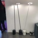 White/Black Finish Disk Floor Lighting Simplicity LED Metal Standing Floor Lamp with Cylinder Marble Base