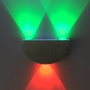 Modern Demilune Wall Sconce Light Aluminum Corridor LED Flush Mount in Silver, Purple/Yellow/Red Light
