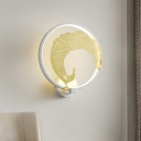 White/Black Peacock Sconce Light Fixture Asian LED Metal Wall Mural Lamp for Living Room, Left/Right