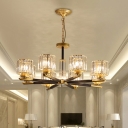 Radial Clear Crystal Prism Hanging Lamp Postmodern 8/10-Light Parlor Ceiling Chandelier