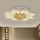 LED Blossom Flush Mount Lighting Modern Crystal Rectangle Amber Ceiling Mounted Light for Drawing Room