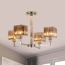Cubic Shade Ceiling Lamp Contemporary Crystal Rectangle 4/6 Lights Parlor Semi-Flush Mount in Chrome