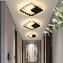 Square Flush Ceiling Light Modern Metal LED Black Flush Mount in Warm/White/3 Color Light for Corridor