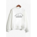 Chic Letter Unkoalafied Graphic Long Sleeve Crew Neck Loose Fitted Pullover Sweatshirt in White