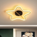 LED Sleeping Room Semi Flush Light Nordic Gold Ceiling Flush Mount with Star Acrylic Shade