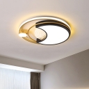 LED Parlor Flush Mount Fixture Modern Black Ceiling Flush with Round/Square Acrylic Shade, Warm/White Light