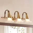 Traditional Flower Vanity Sconce Light 1/2/3-Bulb Cream Glass Wall Lamp Fixture in Gold for Bathroom