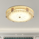 Clear Drum-Shaped LED Ceiling Mounted Light Modern Crystal Rectangle Flush Mount Lighting for Sleeping Room