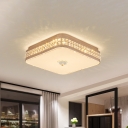 Contemporary LED Flush Light Fixture with Crystal Shade Champagne Floral/Square Ceiling Lighting, 15.5