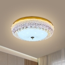 Dome LED Flush Mount Light Fixture Modern Beveled Crystal Drawing Room Close to Ceiling Lamp in Gold