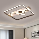 Black Rectangle Flush Light Nordic LED Acrylic Ceiling Mounted Fixture in Warm/White Light, 16