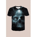 Mens 3D T-Shirt Trendy Skull Printed Crew Neck Short Sleeve Regular Fitted T-Shirt