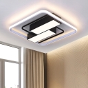 Modernist Cuboid Ceiling Lighting Metallic LED Bedroom Flush Mount Lamp in Warm/White Light, 18