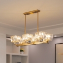 Gold 6-Light Ceiling Suspension Lamp Postmodern Crystal Trapezoid Pendant Light Fixture